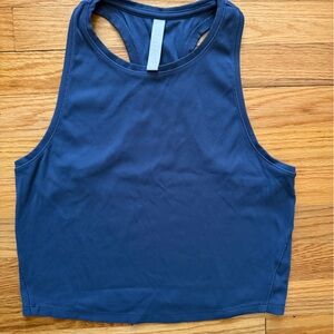 Athleta Ribbed Crop Top Size Medium Navy Blue